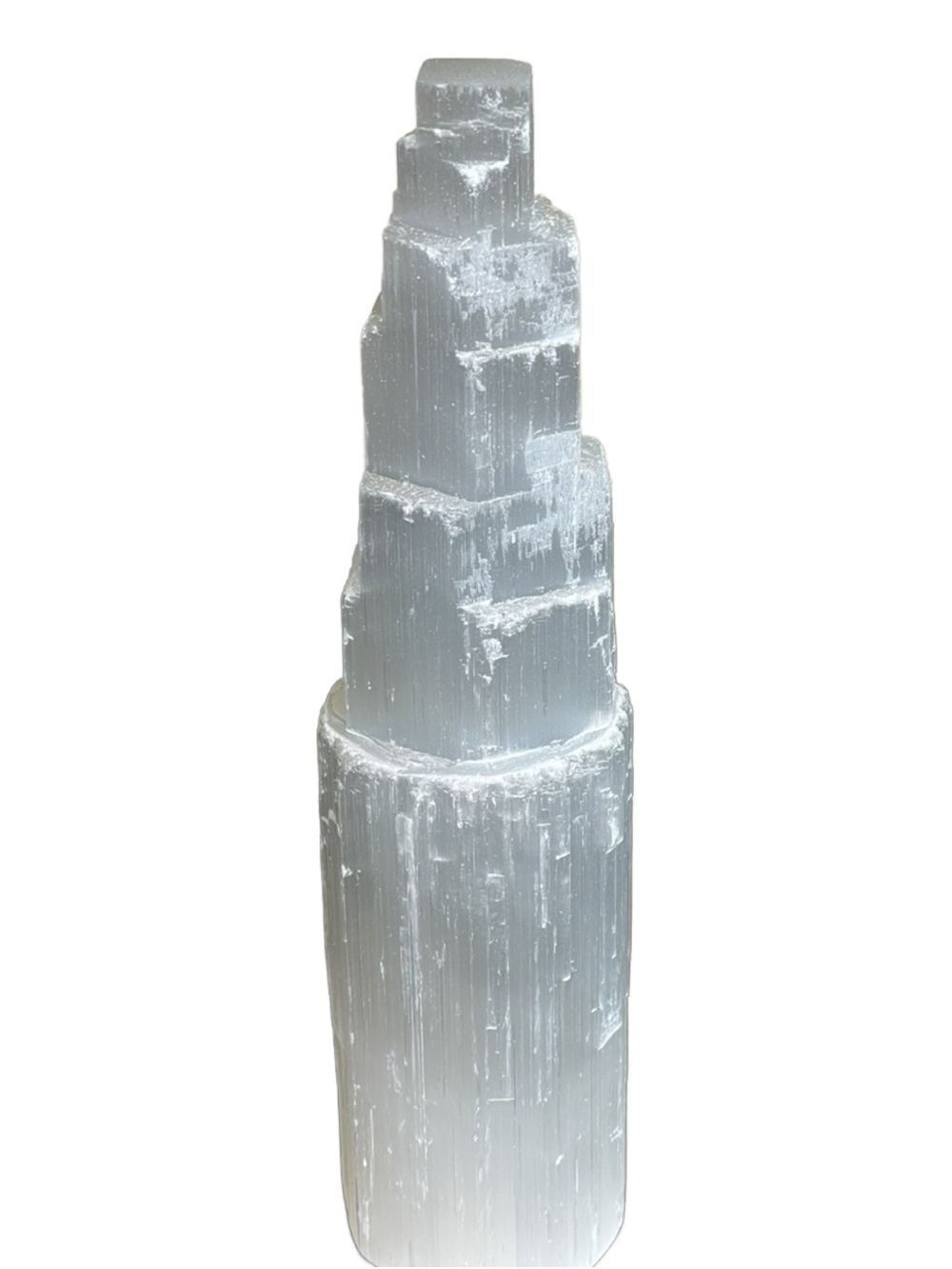 Hand Crafted White Selenite Tower Sculpture